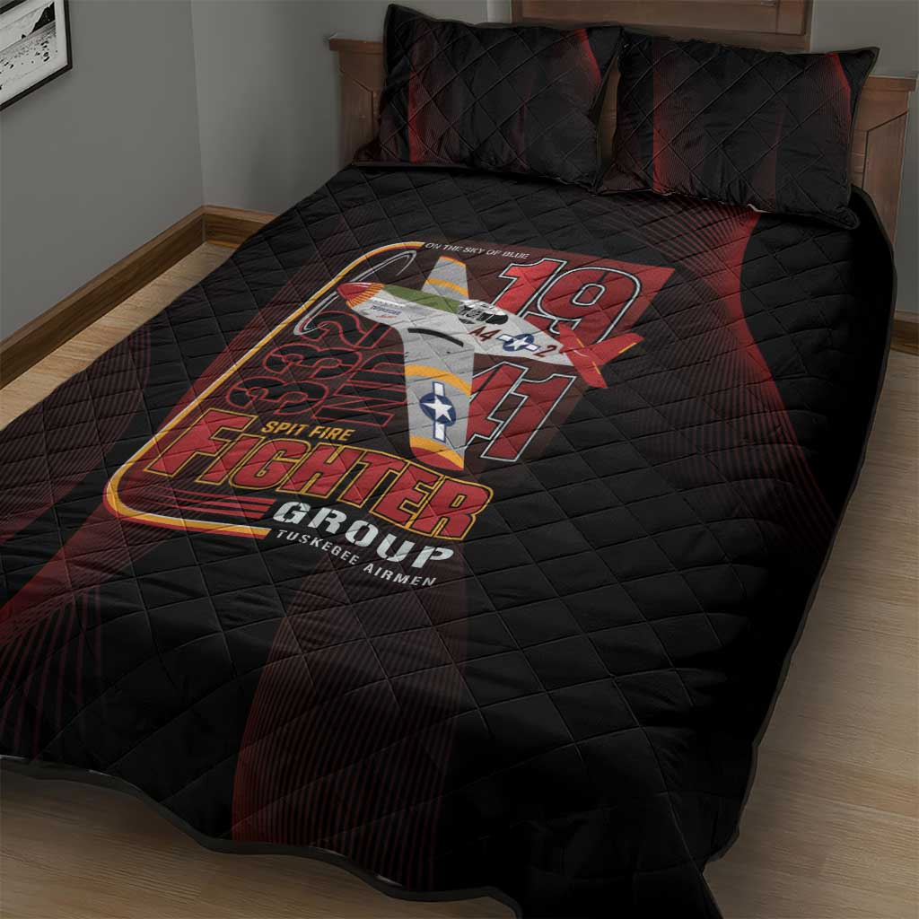 Tuskegee Airmen 332nd Fighter Group Quilt Bed Set Spit Fire - African Pride