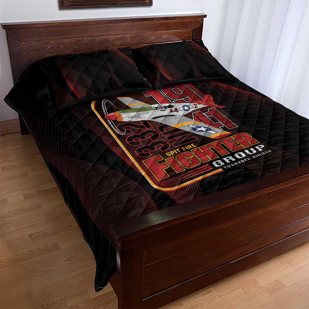 Tuskegee Airmen 332nd Fighter Group Quilt Bed Set Spit Fire - African Pride