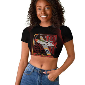 Tuskegee Airmen 332nd Fighter Group Raglan Cropped T shirt Spit Fire - African Pride