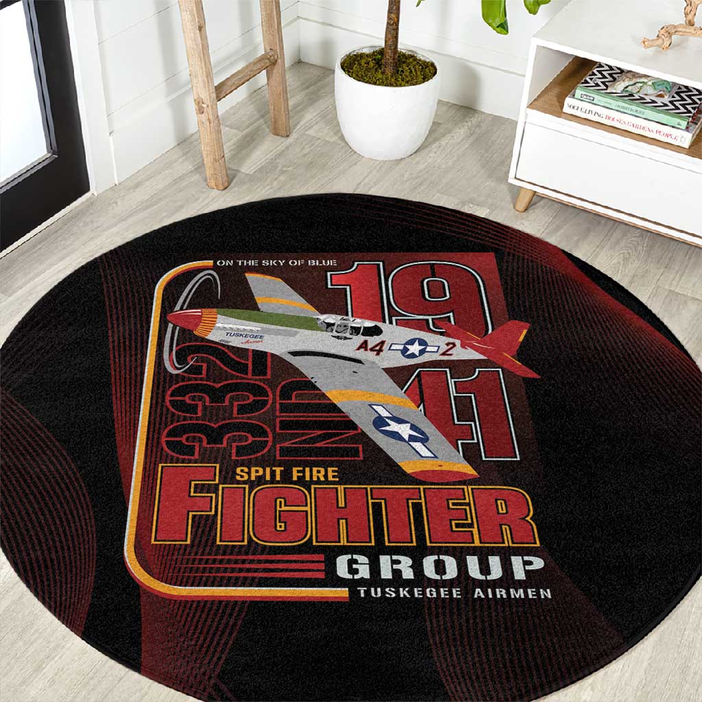 Tuskegee Airmen 332nd Fighter Group Round Carpet Spit Fire - African Pride