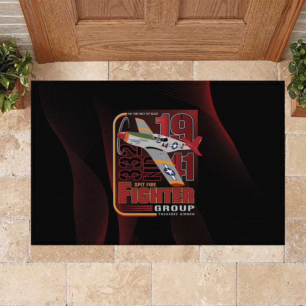 Tuskegee Airmen 332nd Fighter Group Rubber Doormat Spit Fire - African Pride