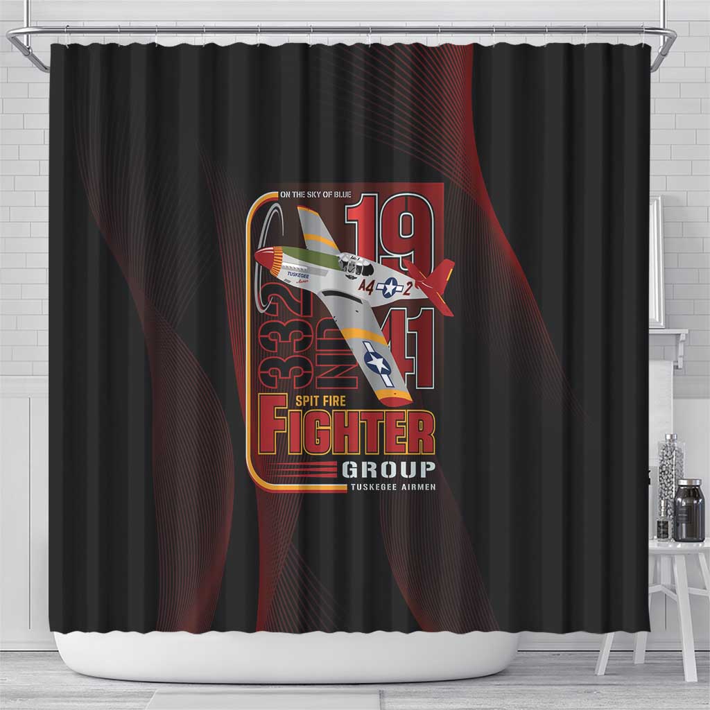 Tuskegee Airmen 332nd Fighter Group Shower Curtain Spit Fire - African Pride