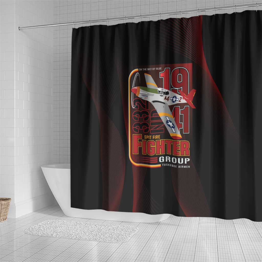 Tuskegee Airmen 332nd Fighter Group Shower Curtain Spit Fire - African Pride