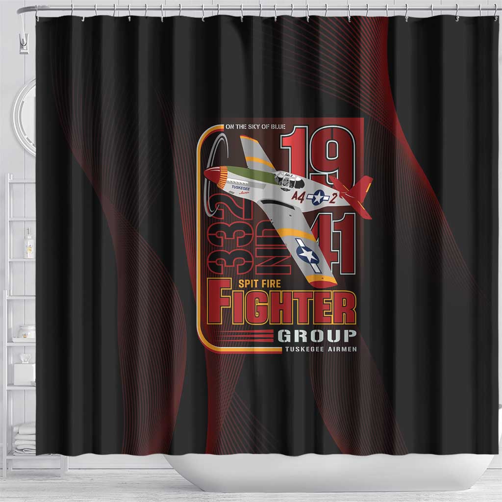 Tuskegee Airmen 332nd Fighter Group Shower Curtain Spit Fire - African Pride