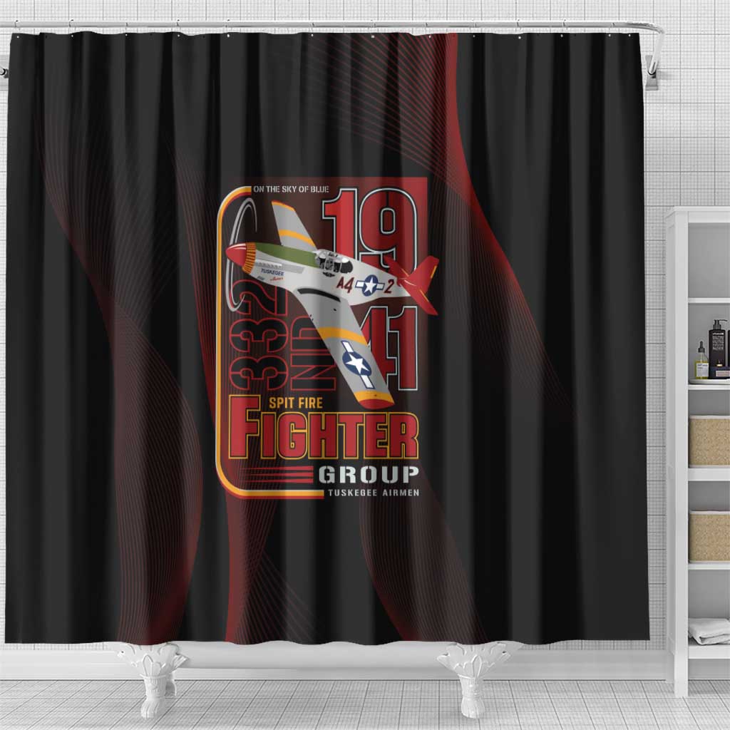 Tuskegee Airmen 332nd Fighter Group Shower Curtain Spit Fire - African Pride