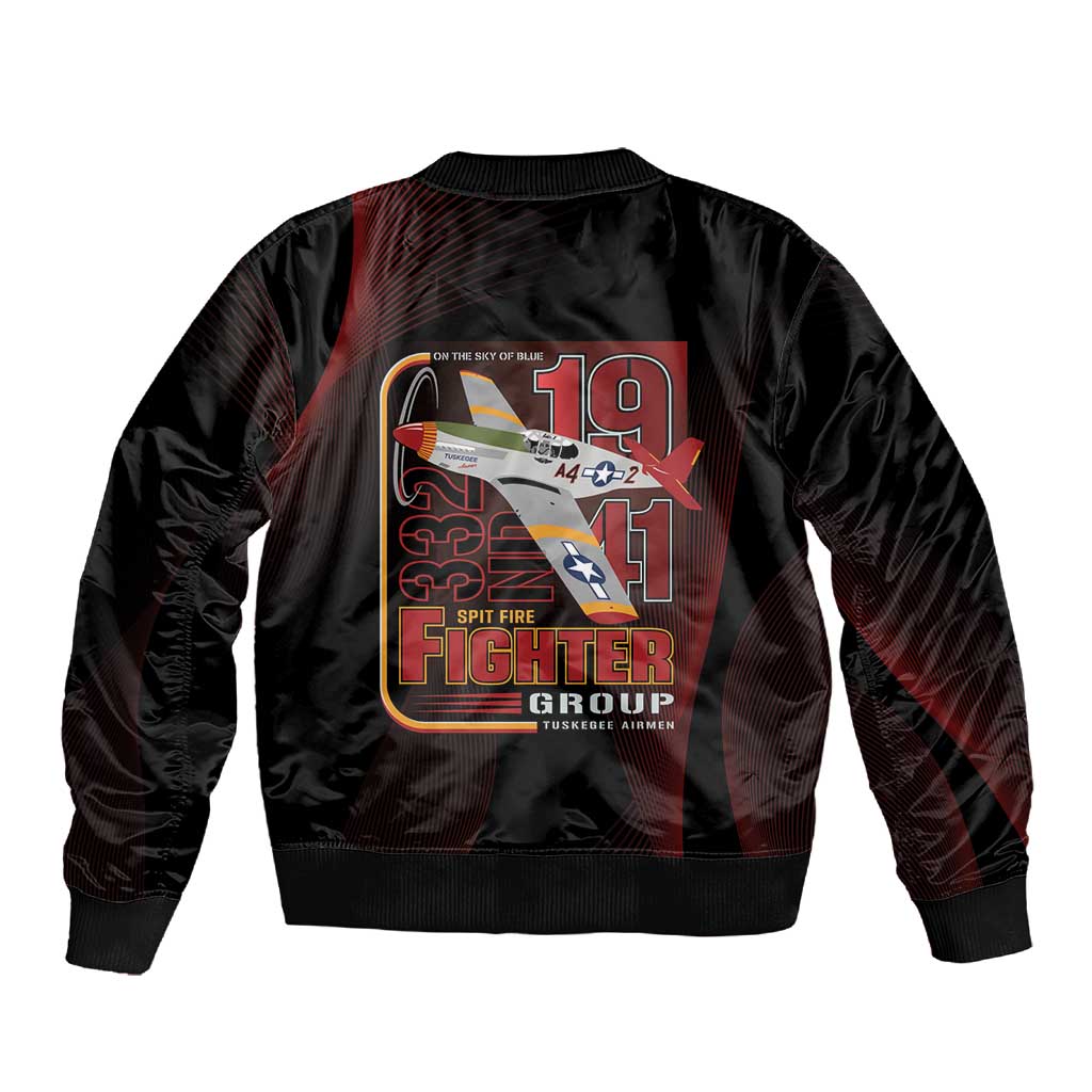 Tuskegee Airmen 332nd Fighter Group Sleeve Zip Bomber Jacket Spit Fire - African Pride