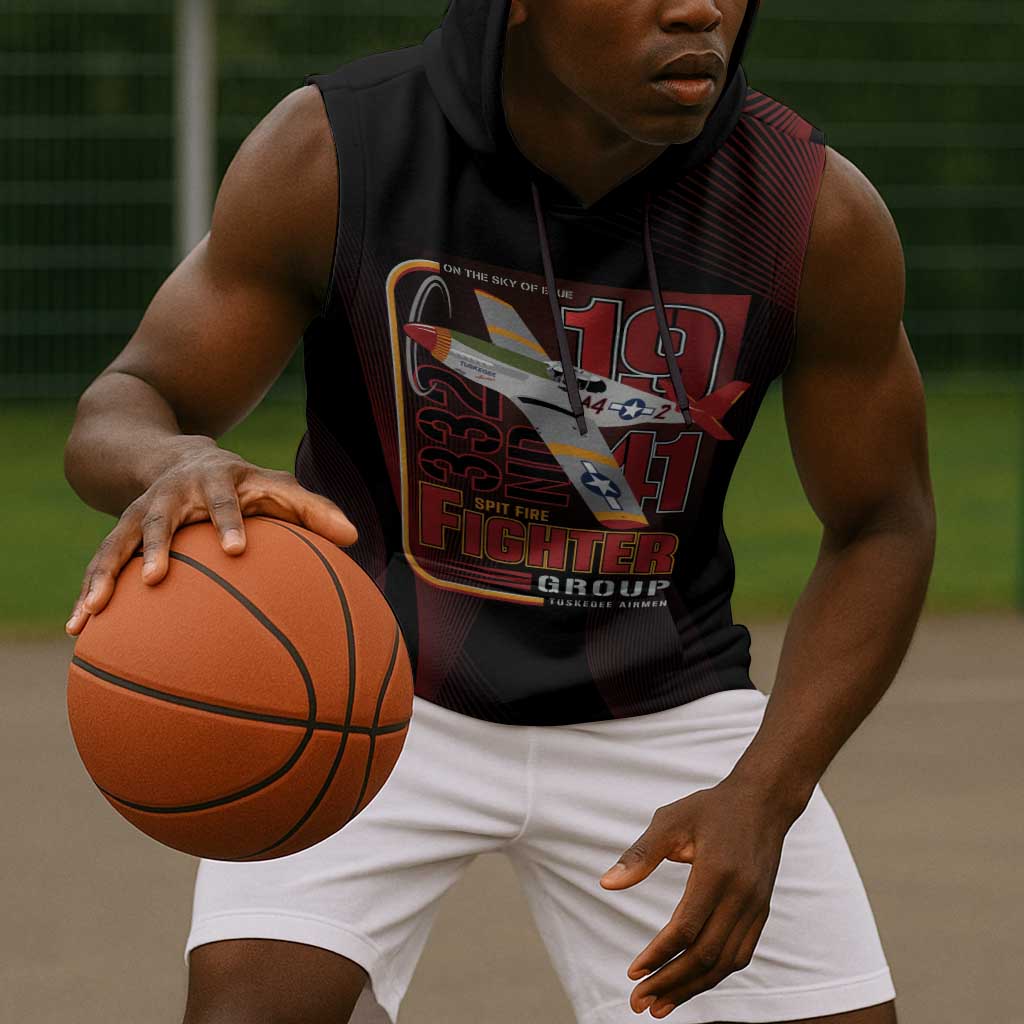 Tuskegee Airmen 332nd Fighter Group Sleeveless Hoodie Spit Fire - African Pride