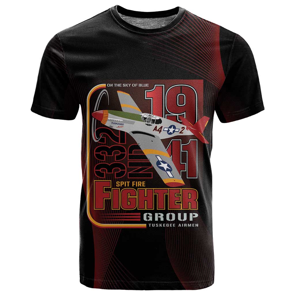 Tuskegee Airmen 332nd Fighter Group T shirt Spit Fire - African Pride