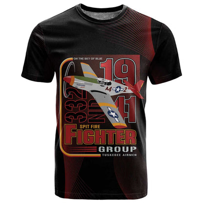 Tuskegee Airmen 332nd Fighter Group T shirt Spit Fire - African Pride