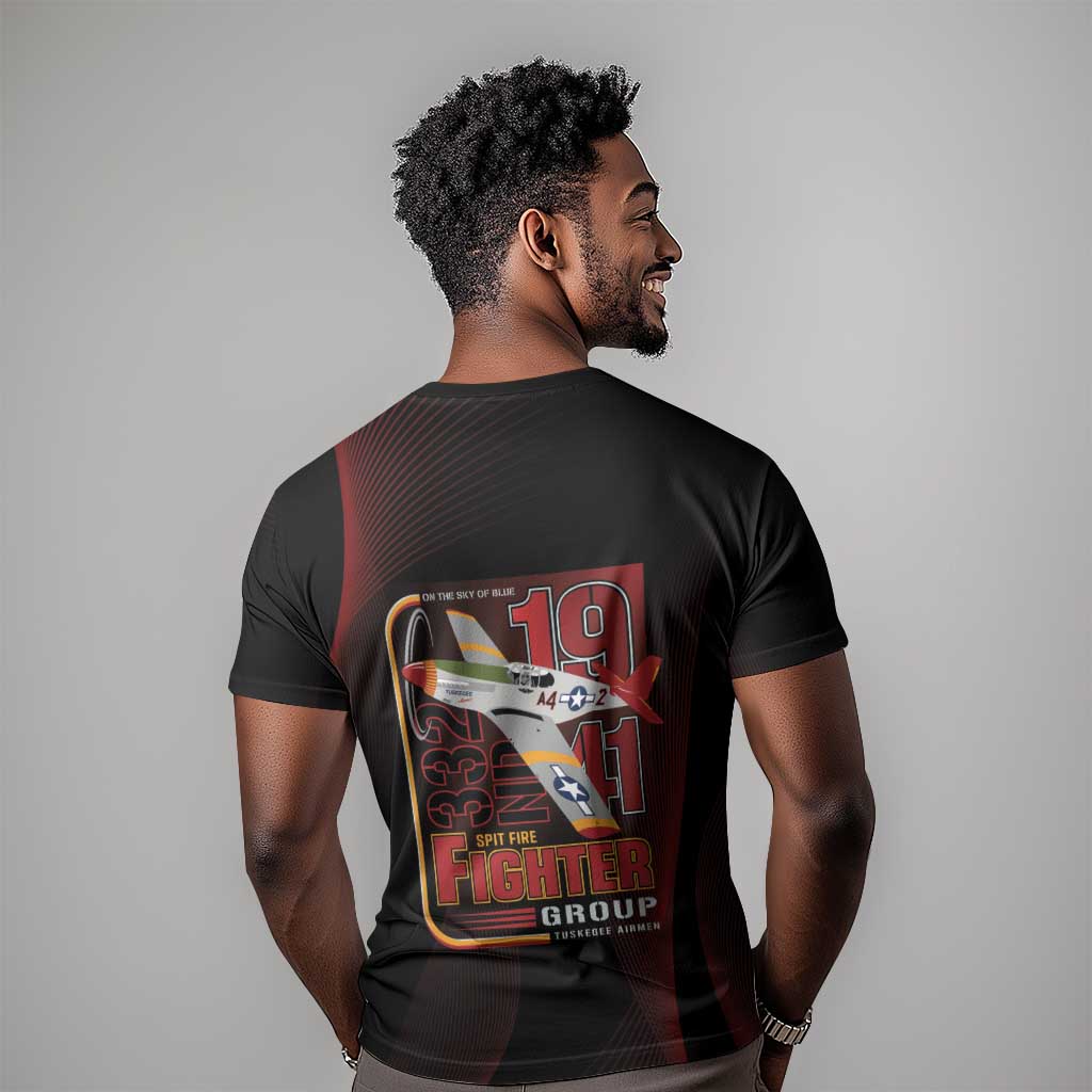 Tuskegee Airmen 332nd Fighter Group T shirt Spit Fire - African Pride