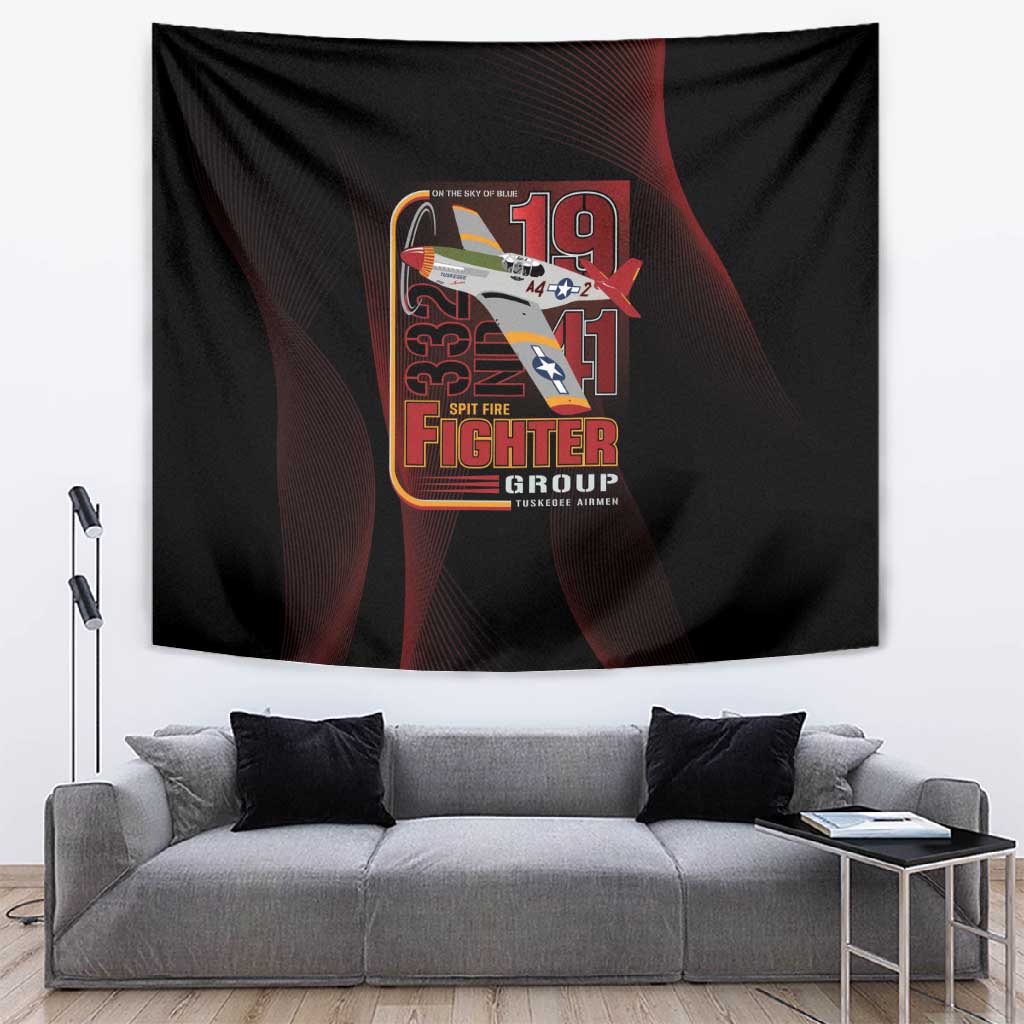 Tuskegee Airmen 332nd Fighter Group Tapestry Spit Fire - African Pride