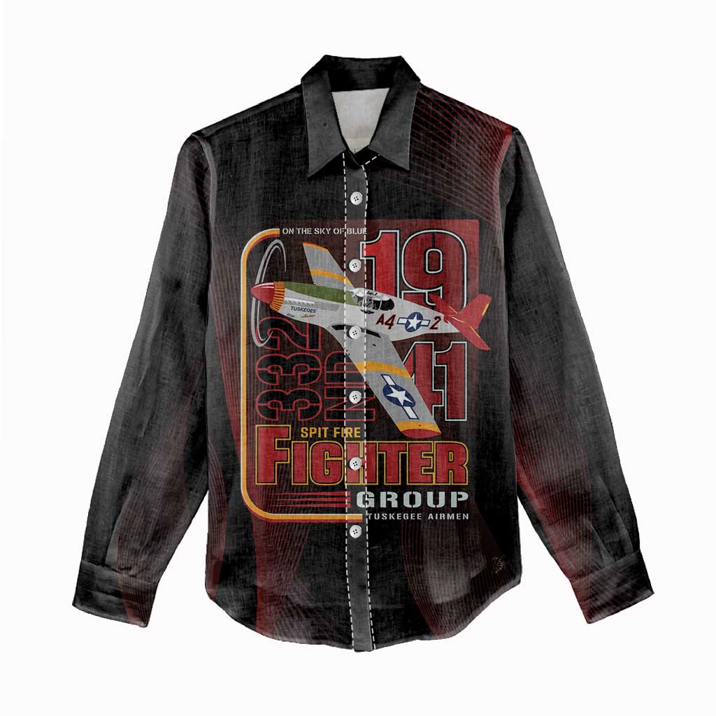 Tuskegee Airmen 332nd Fighter Group Women Casual Shirt Spit Fire - African Pride