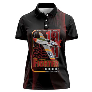 Tuskegee Airmen 332nd Fighter Group Women Polo Shirt Spit Fire - African Pride