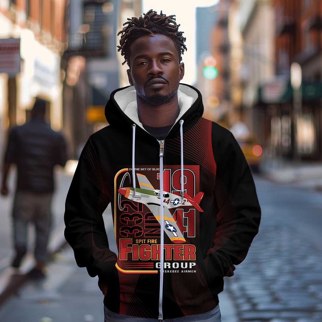 Tuskegee Airmen 332nd Fighter Group Zip Hoodie Spit Fire - African Pride