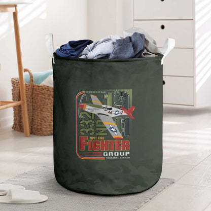 Tuskegee Airmen Camo Moss Green Laundry Basket 332nd Spit Fire - African Pride