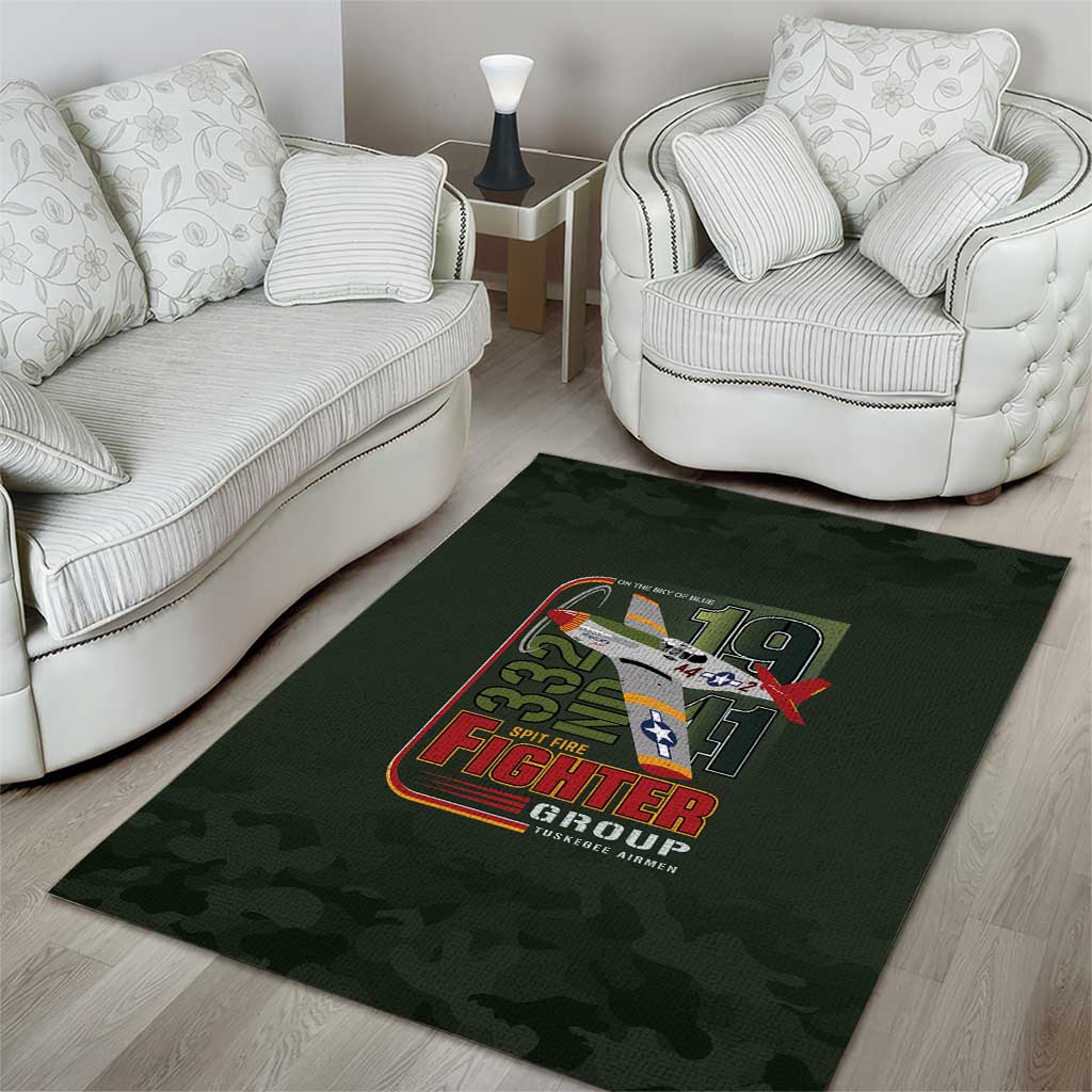 Tuskegee Airmen Camo Moss Green Area Rug 332nd Spit Fire - African Pride