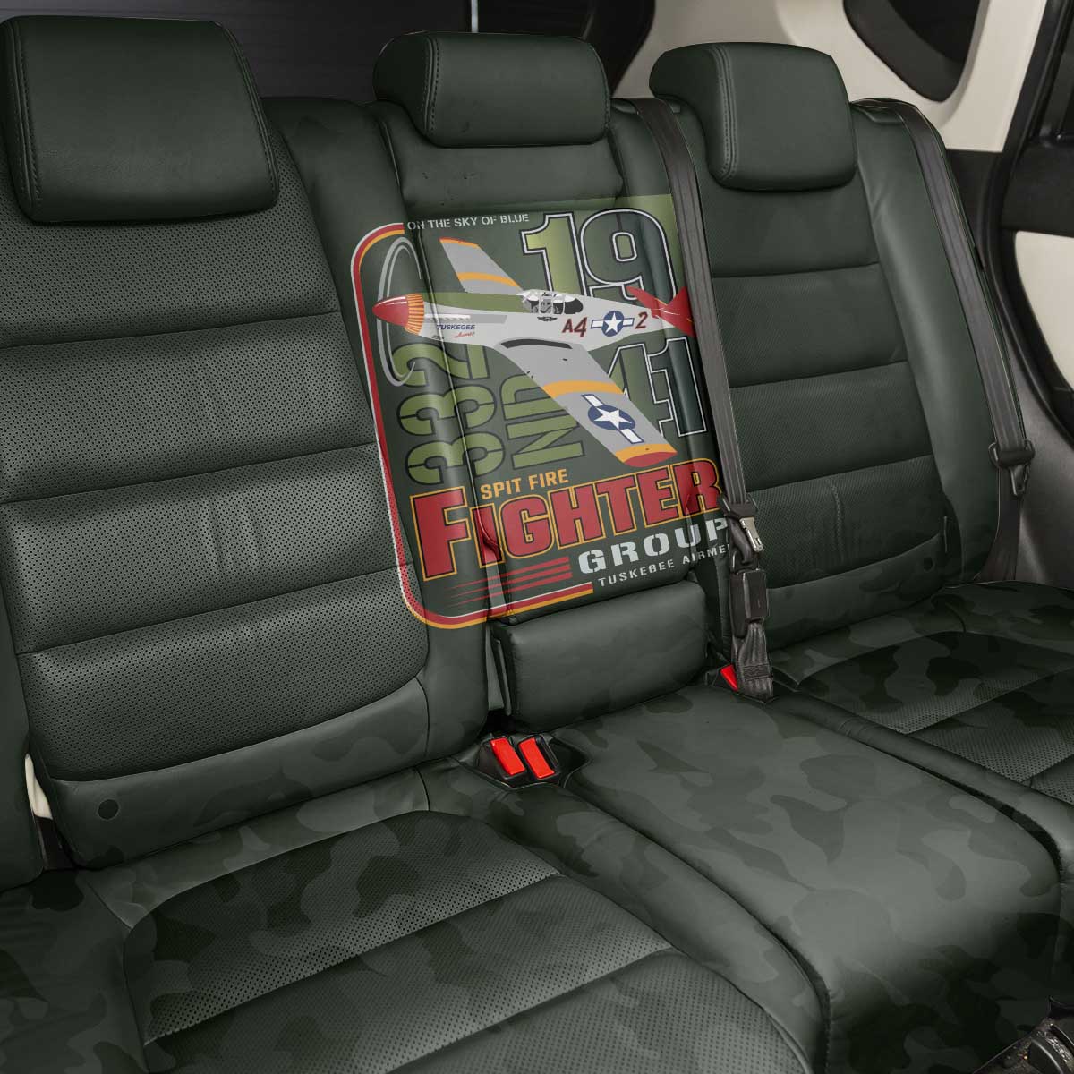 Tuskegee Airmen Camo Moss Green Back Car Seat Cover 332nd Spit Fire - African Pride