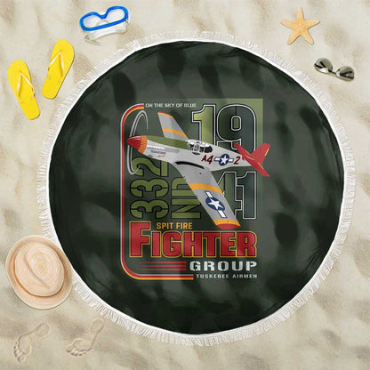 Tuskegee Airmen Camo Moss Green Beach Blanket 332nd Spit Fire - African Pride