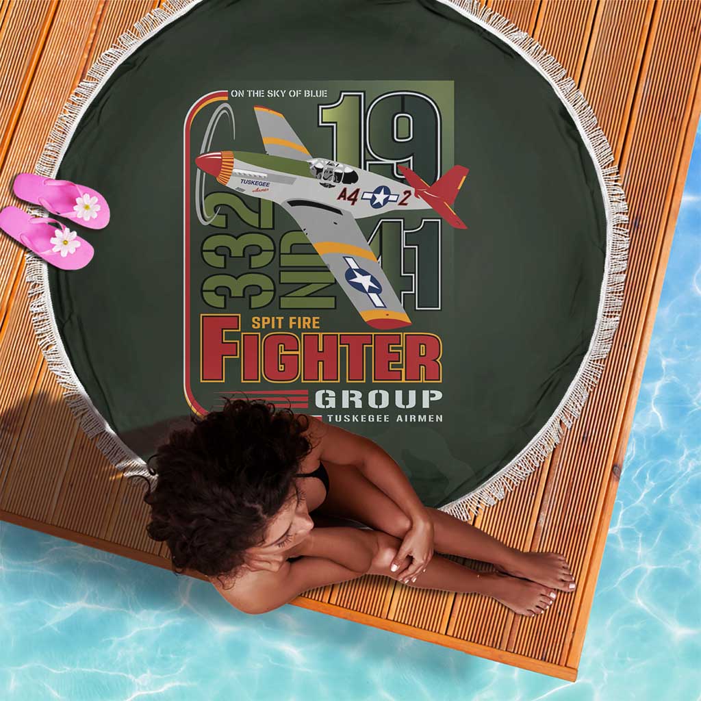 Tuskegee Airmen Camo Moss Green Beach Blanket 332nd Spit Fire - African Pride