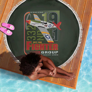 Tuskegee Airmen Camo Moss Green Beach Blanket 332nd Spit Fire - African Pride