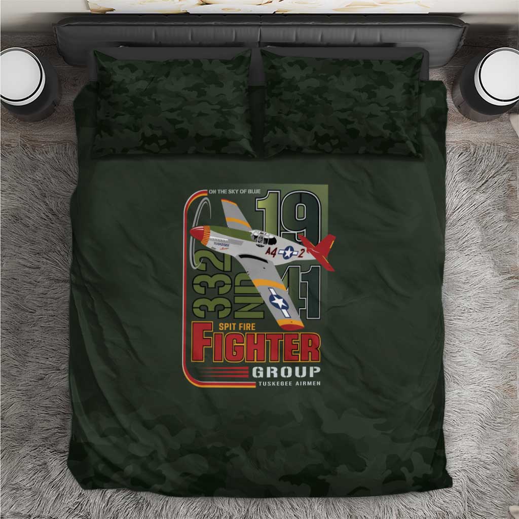 Tuskegee Airmen Camo Moss Green Bedding Set 332nd Spit Fire - African Pride