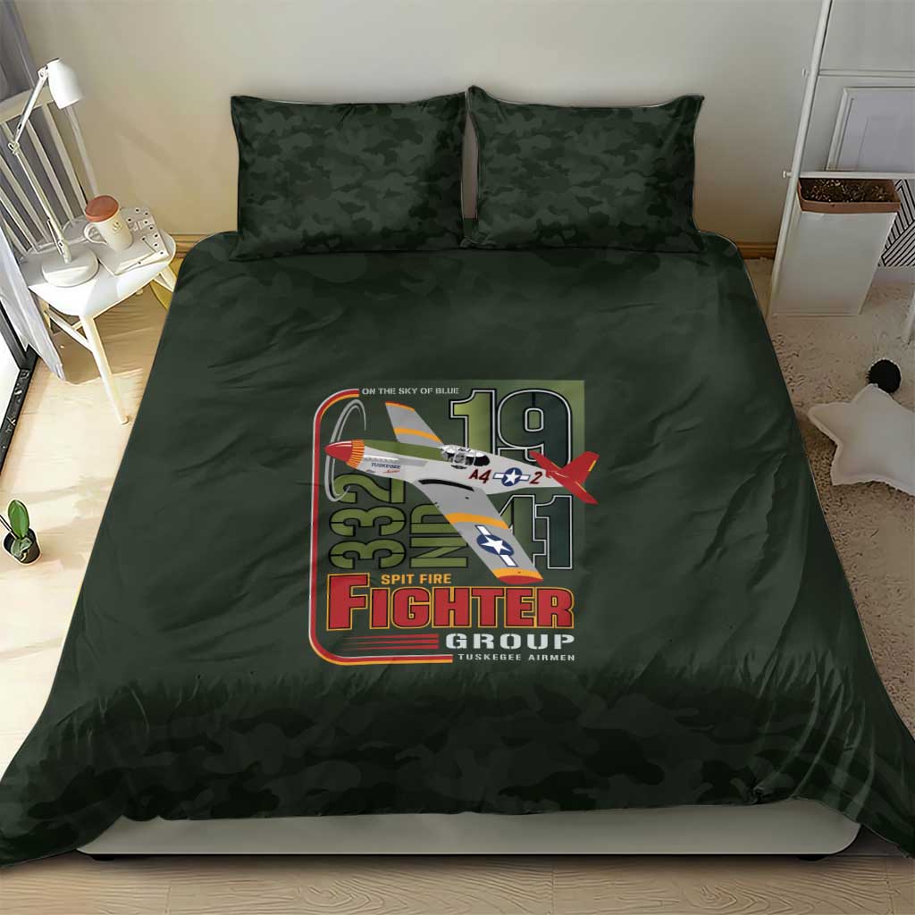 Tuskegee Airmen Camo Moss Green Bedding Set 332nd Spit Fire - African Pride