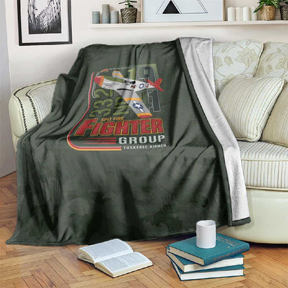 Tuskegee Airmen Camo Moss Green Blanket 332nd Spit Fire - African Pride