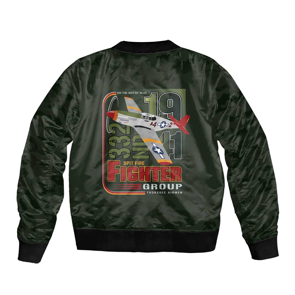 Tuskegee Airmen Camo Moss Green Bomber Jacket 332nd Spit Fire - African Pride