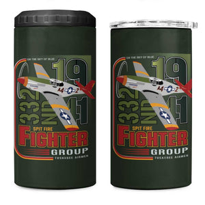 Tuskegee Airmen Camo Moss Green 4 in 1 Can Cooler Tumbler 332nd Spit Fire - African Pride