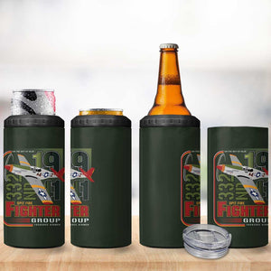 Tuskegee Airmen Camo Moss Green 4 in 1 Can Cooler Tumbler 332nd Spit Fire - African Pride