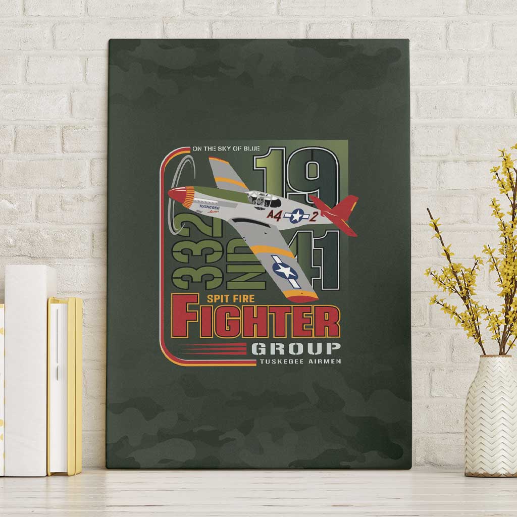 Tuskegee Airmen Camo Moss Green Canvas Wall Art 332nd Spit Fire - African Pride