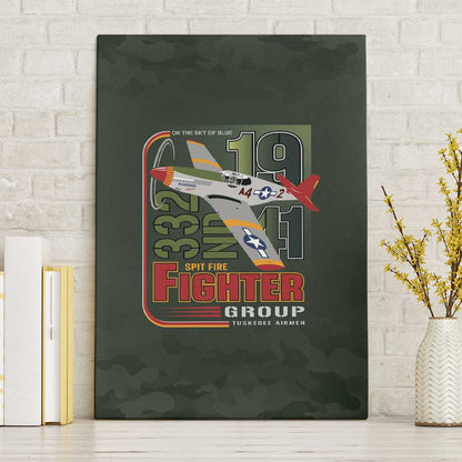 Tuskegee Airmen Camo Moss Green Canvas Wall Art 332nd Spit Fire - African Pride
