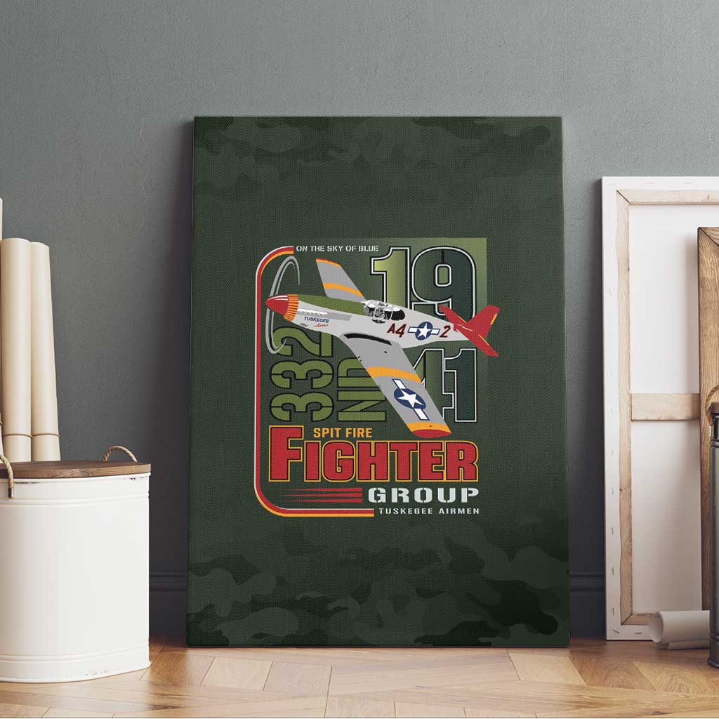 Tuskegee Airmen Camo Moss Green Canvas Wall Art 332nd Spit Fire - African Pride