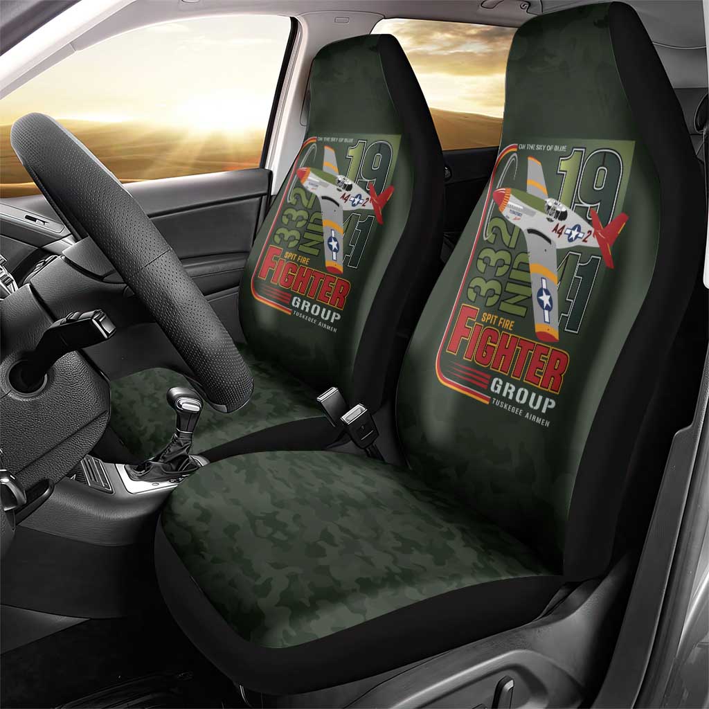 Tuskegee Airmen Camo Moss Green Car Seat Cover 332nd Spit Fire - African Pride