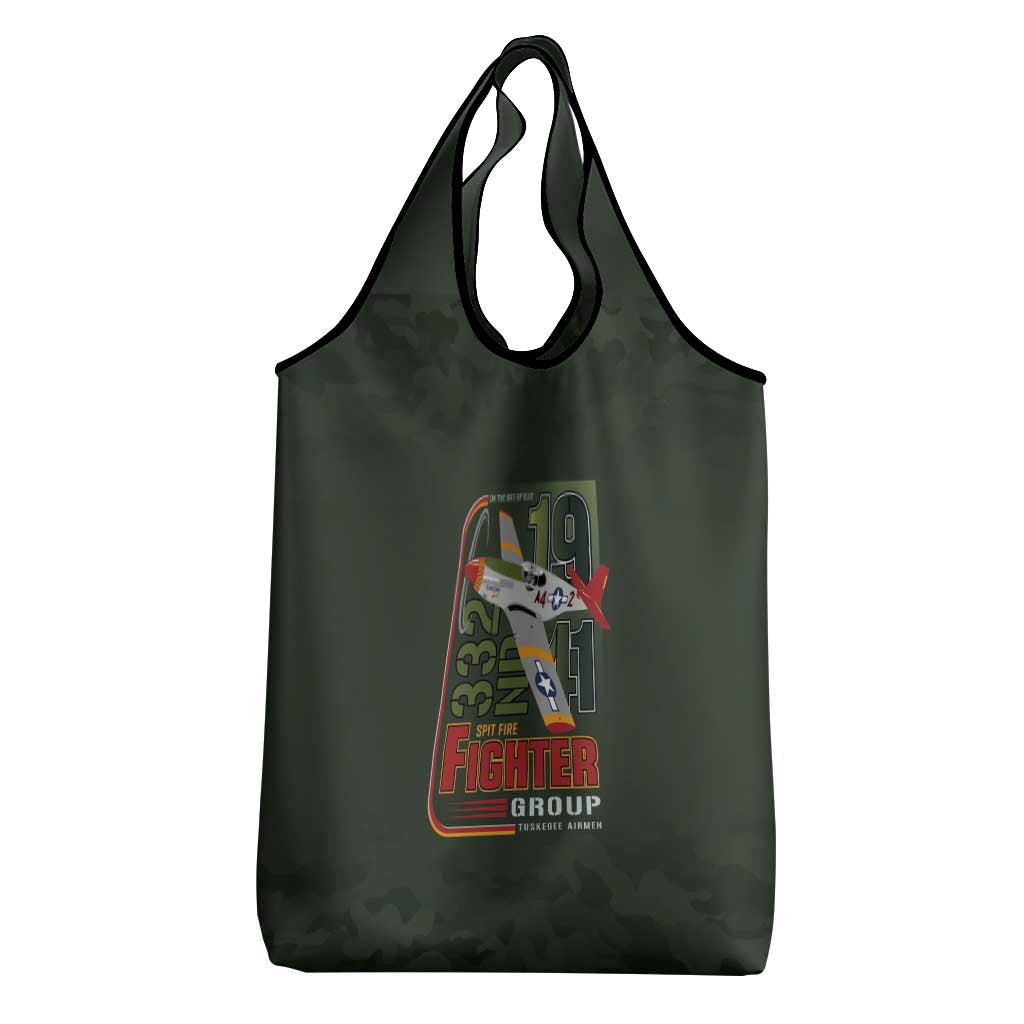 Tuskegee Airmen Camo Moss Green Grocery Bag 332nd Spit Fire - African Pride