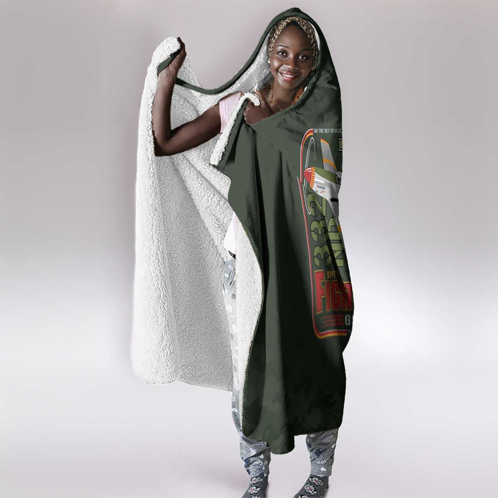 Tuskegee Airmen Camo Moss Green Hooded Blanket 332nd Spit Fire - African Pride