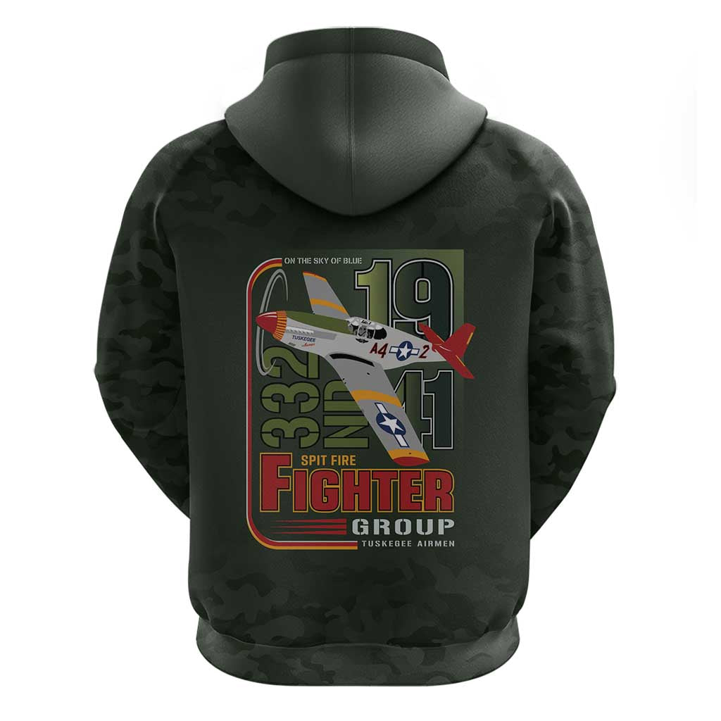 Tuskegee Airmen Camo Moss Green Hoodie 332nd Spit Fire - African Pride