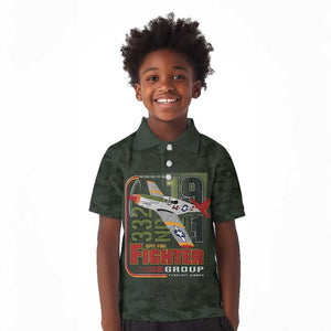 Tuskegee Airmen Camo Moss Green Kid Polo Shirt 332nd Spit Fire - African Pride