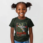 Tuskegee Airmen Camo Moss Green Kid T shirt 332nd Spit Fire - African Pride