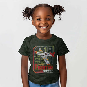 Tuskegee Airmen Camo Moss Green Kid T shirt 332nd Spit Fire - African Pride