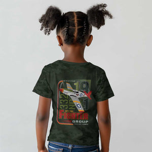 Tuskegee Airmen Camo Moss Green Kid T shirt 332nd Spit Fire - African Pride