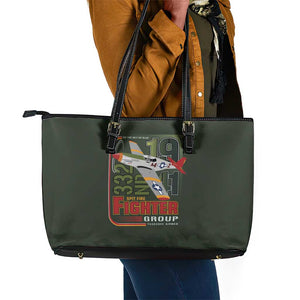 Tuskegee Airmen Camo Moss Green Leather Tote Bag 332nd Spit Fire - African Pride