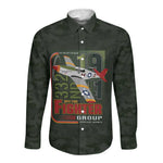 Tuskegee Airmen Camo Moss Green Long Sleeve Button Shirt 332nd Spit Fire - African Pride