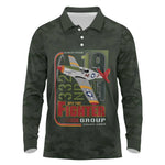 Tuskegee Airmen Camo Moss Green Long Sleeve Polo Shirt 332nd Spit Fire - African Pride