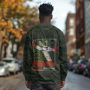 Tuskegee Airmen Camo Moss Green Long Sleeve Shirt 332nd Spit Fire - African Pride