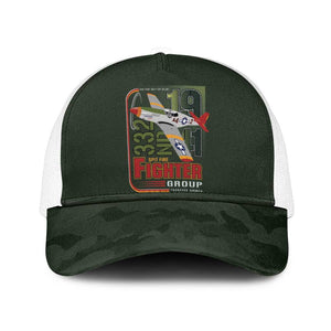Tuskegee Airmen Camo Moss Green Mesh Trucker Cap 332nd Spit Fire - African Pride