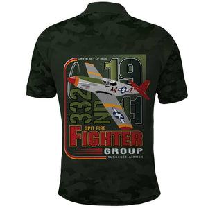 Tuskegee Airmen Camo Moss Green Polo Shirt 332nd Spit Fire - African Pride