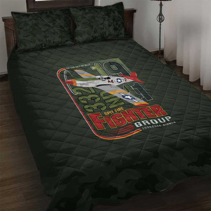 Tuskegee Airmen Camo Moss Green Quilt Bed Set 332nd Spit Fire - African Pride