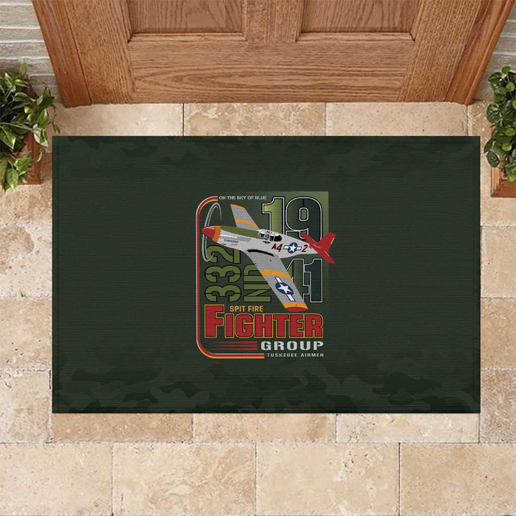 Tuskegee Airmen Camo Moss Green Rubber Doormat 332nd Spit Fire - African Pride