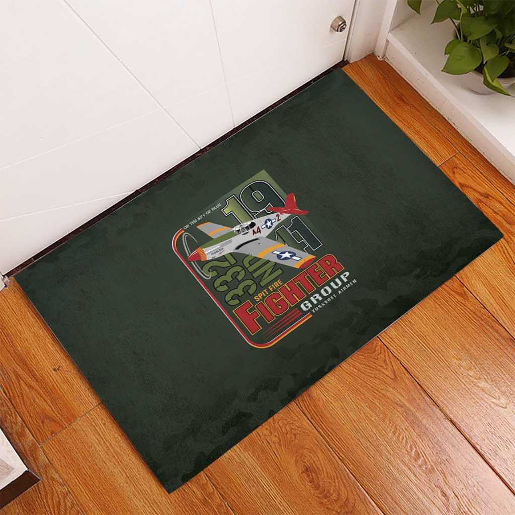 Tuskegee Airmen Camo Moss Green Rubber Doormat 332nd Spit Fire - African Pride
